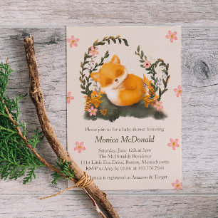 Cute Greenery Little Fox Baby Shower Inbjudningar