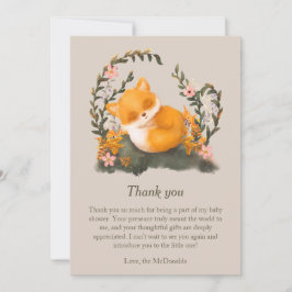Cute Greenery Little Fox Baby Shower Tack Kort
