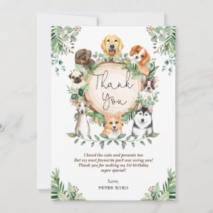 Cute Greenery Puppy Hund Birthday Tack Kort