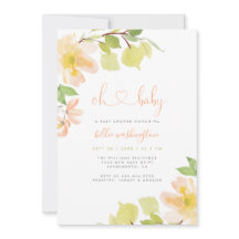 Cute Greenery Rosa Blommigt Oh Baby Shower