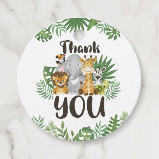 Cute Greenery Safari Animals Birthday Baby Shower Gåvor Etiketter