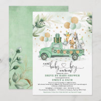 Cute Greenery Safari Drive through Boy Baby Shower