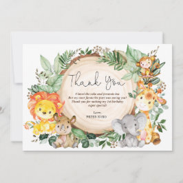 Cute Greenery Safari Vilda djur Birthday Tack Kort