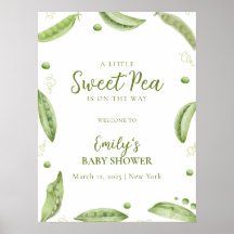 Cute Greenery Veggie Sweet Pea Baby Shower Välkomm
