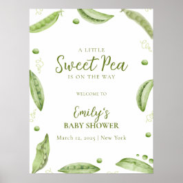 Cute Greenery Veggie Sweet Pea Baby Shower Välkomm Poster