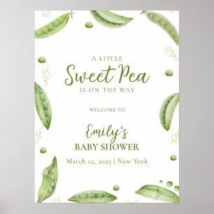 Cute Greenery Veggie Sweet Pea Baby Shower Välkomm Poster