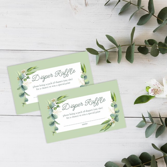 Cute Greenery Woodland Animals Diaper Raffle Tilläggskort (Skapare uppladdad)