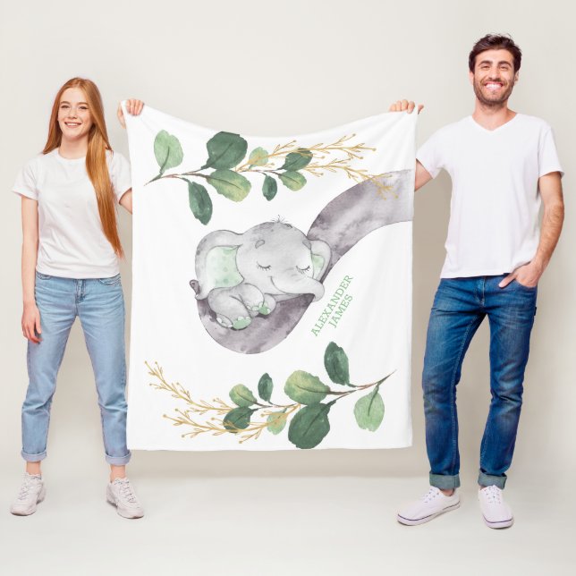 Cute Grey Guld Baby elev Boy Nursery Fleecefilt (På plats)