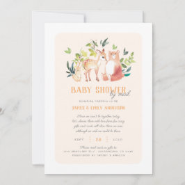 Cute Grey Woodland Animals Baby Shower by Mail Inbjudningar