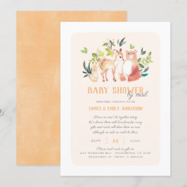 Cute Grey Woodland Animals Baby Shower by Mail Inbjudningar