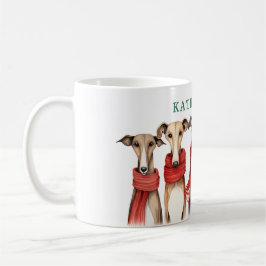 Cute Greyhound and Whippets | Hundar i Scarves Kaffemugg