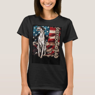 Cute Greyhound Pappa American Flagga Patriotic 4:e T Shirt