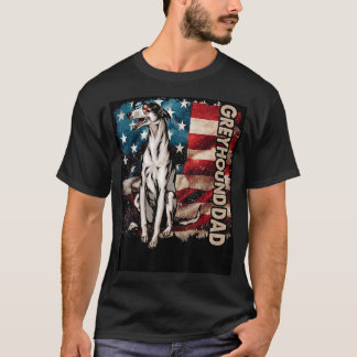 Cute Greyhound Pappa American Flagga Patriotic 4:e T Shirt