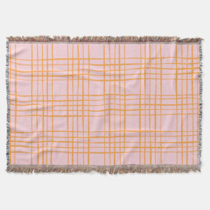 Cute Grid Linjer Mönster Pastel Rosa och Orange Filt