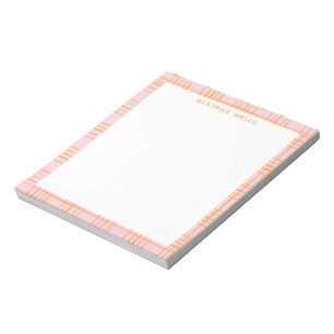 Cute Grid Linjer Mönster Pastel Rosa Personlig Anteckningsblock