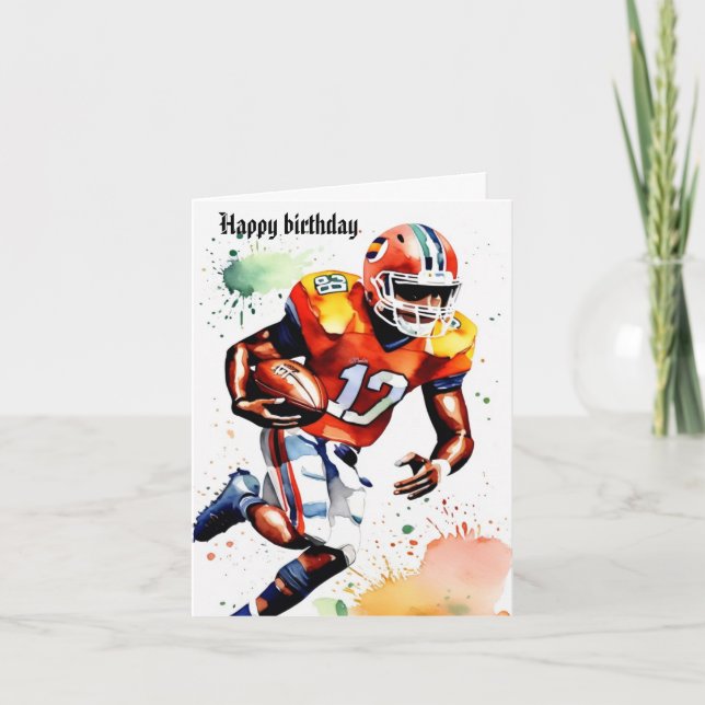 Cute Gridiron Watercolor Stänk Birthday Kort (Framsida)