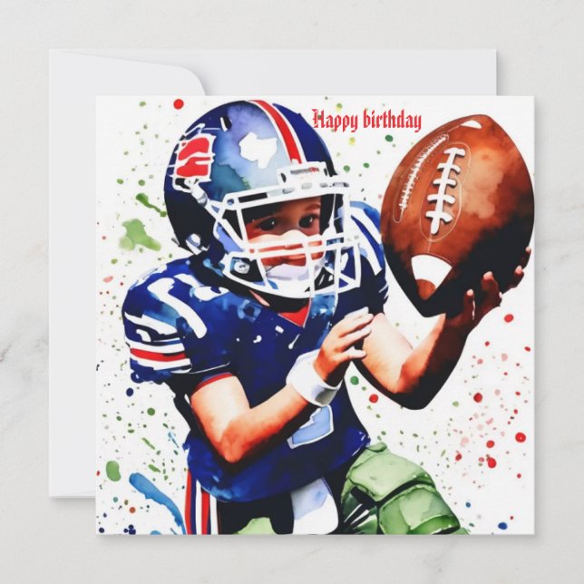 Cute Gridiron Watercolor Stänk Birthday Kort (Framsida)