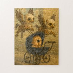 Cute Griffins & Baby Cyclops Mythology Fantasy Art Pussel