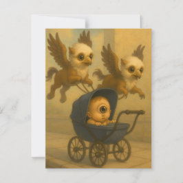 Cute Griffins & Baby Cyclops Mythology Fantasy Art Vykort