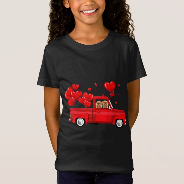 Cute Griffon Brussels Riding Red Lastbil Kärlek Va T Shirt (Framsida)