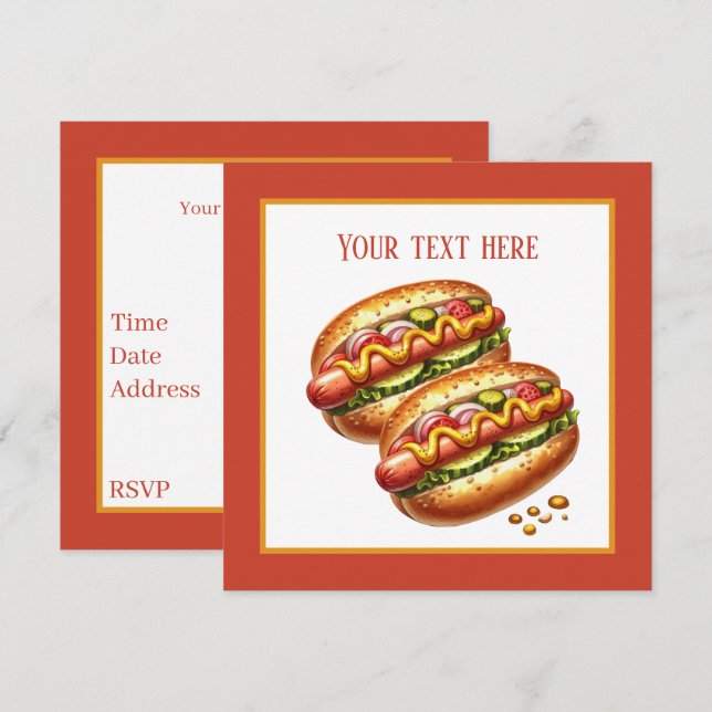 Cute-grillad hund party inbjudningar (Fram/baksida)