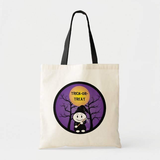 Cute Grim Kid Trick-or-Treat Bag Tygkasse (Framsidan)