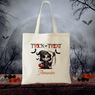 Cute Grim Reaper Barn Bus eller godis Halloween Tygkasse