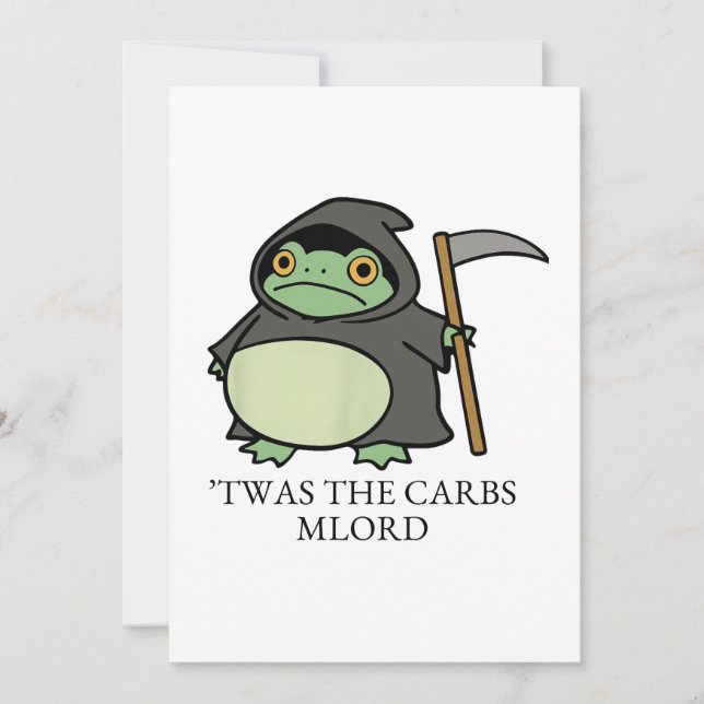 Cute Grim Reaper Frog – ’Twas the Carbs M’Lord Inbjudningar (Framsida)