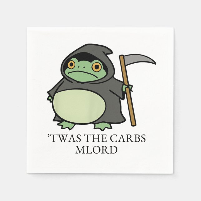 Cute Grim Reaper Frog - ’Twas the Carbs M'Lord’ Pappersservett (Framsidan)