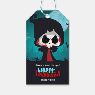 Cute Grim Reaper Halloween KIDS TREAT GIFT MÄRKRES Presentetikett