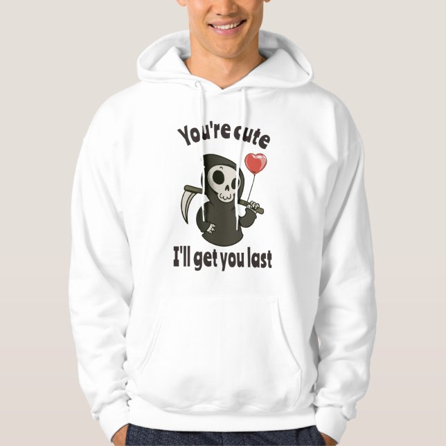 Cute Grim Reaper med romantiskt hjärta Hoodie (Framsida)