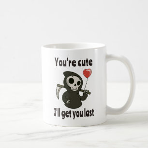 Cute Grim Reaper med romantiskt hjärta Kaffemugg