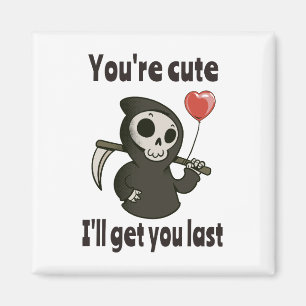 Cute Grim Reaper med romantiskt hjärta Magnet