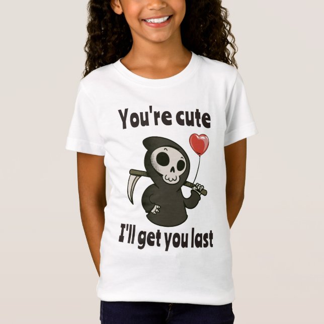 Cute Grim Reaper med romantiskt hjärta T Shirt (Framsida)