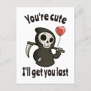 Cute Grim Reaper med romantiskt hjärta Vykort