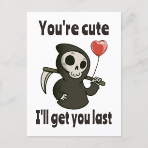 Cute Grim Reaper med romantiskt hjärta Vykort