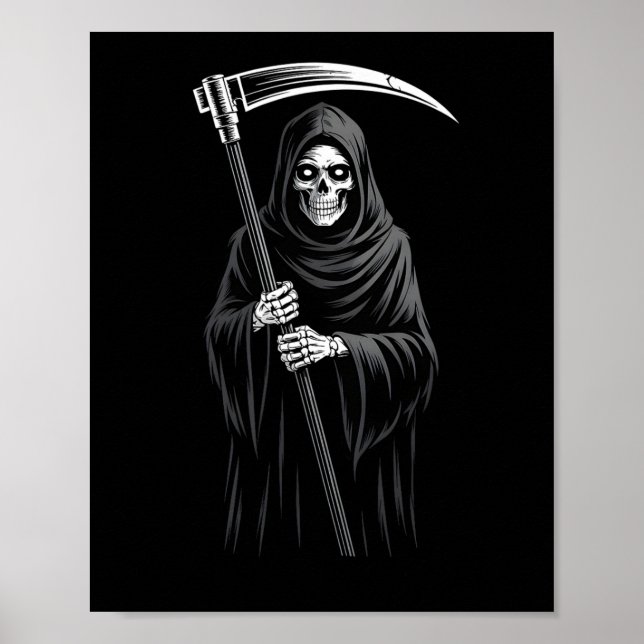 Cute Grim Reaper Spooky Grave Candy Digger Monster Poster (Framsidan)