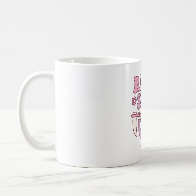 Cute Grim Reaper Stiga upp and Slay funny Retro Kaffemugg (Vänster)