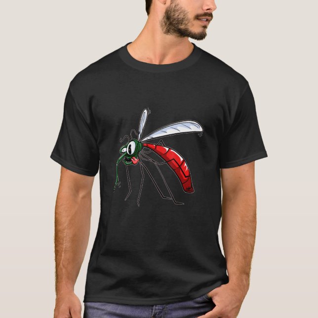 Cute Grimacing Mosquito T Shirt (Framsida)