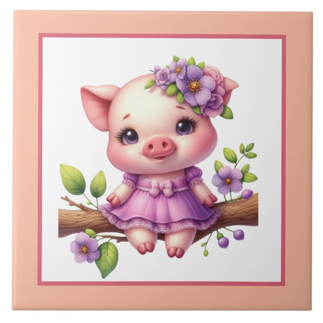 Cute gris älskare Land Kakelplatta (Framsidan)