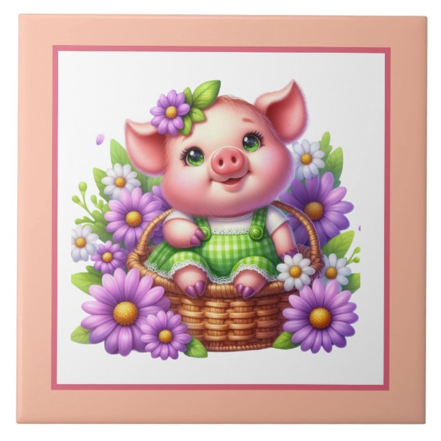 Cute gris älskare Land Kakelplatta (Framsidan)