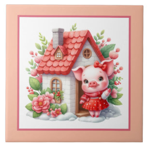 Cute gris älskare Land Kakelplatta
