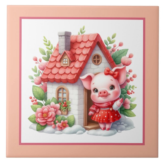 Cute gris älskare Land Kakelplatta (Framsidan)