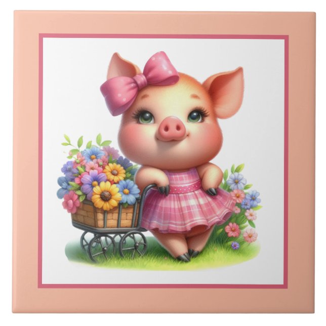 Cute gris älskare Land Kakelplatta (Framsidan)