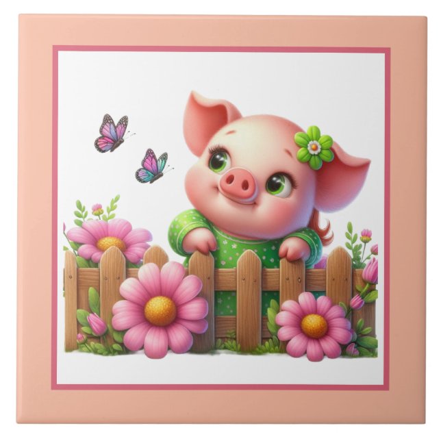 Cute gris älskare Land Kakelplatta (Framsidan)
