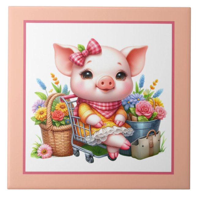 Cute gris älskare Land Kakelplatta (Framsidan)