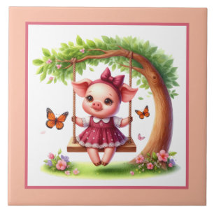 Cute gris älskare Land Kakelplatta