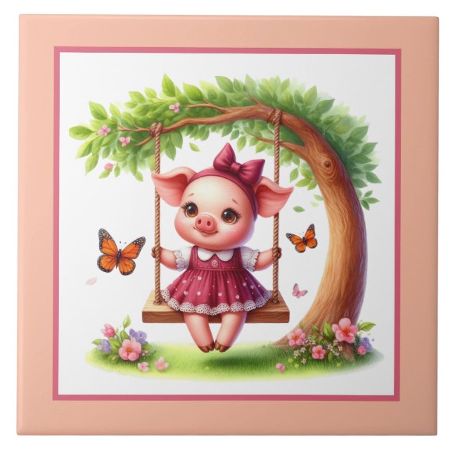 Cute gris älskare Land Kakelplatta (Framsidan)