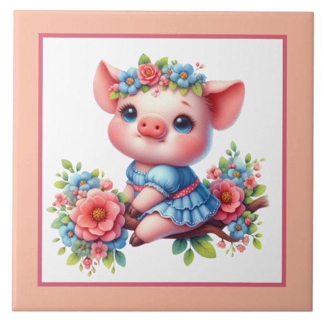 Cute gris älskare Land Kakelplatta (Framsidan)