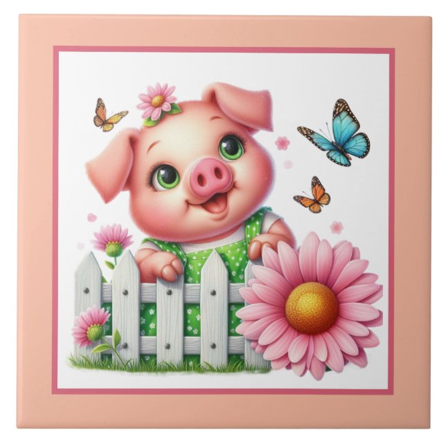 Cute gris älskare Land Kakelplatta (Framsidan)
